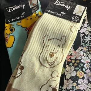 Disney Winnie the Pooh 2pair of Crew Socks - Cream and Blue